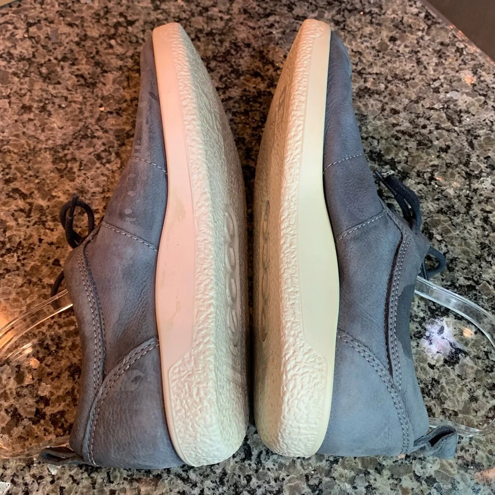Ecco Soft 1 Retro Blue Leather Sneakers Size 8